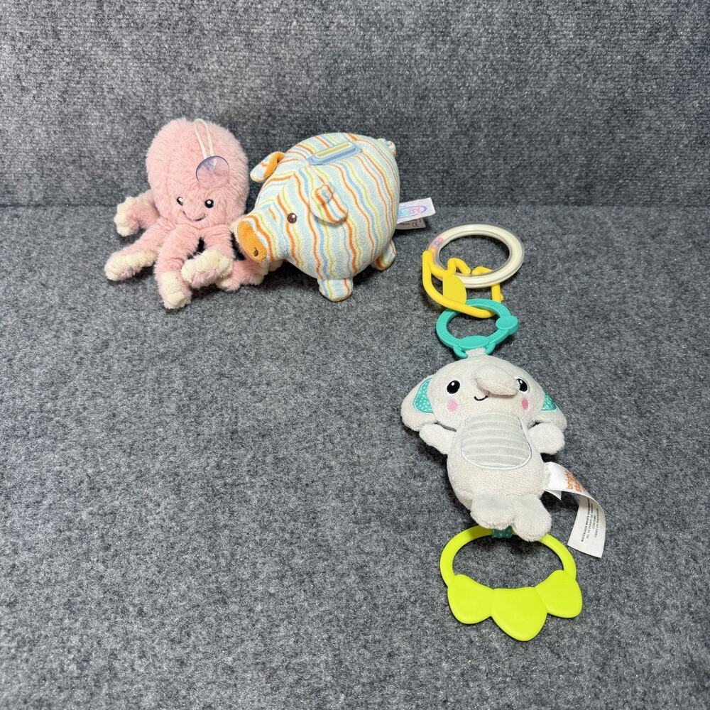 Baby / Infant Toys Interactive Plushies Soft Lot (3) Piggy bank Octopus Monkey